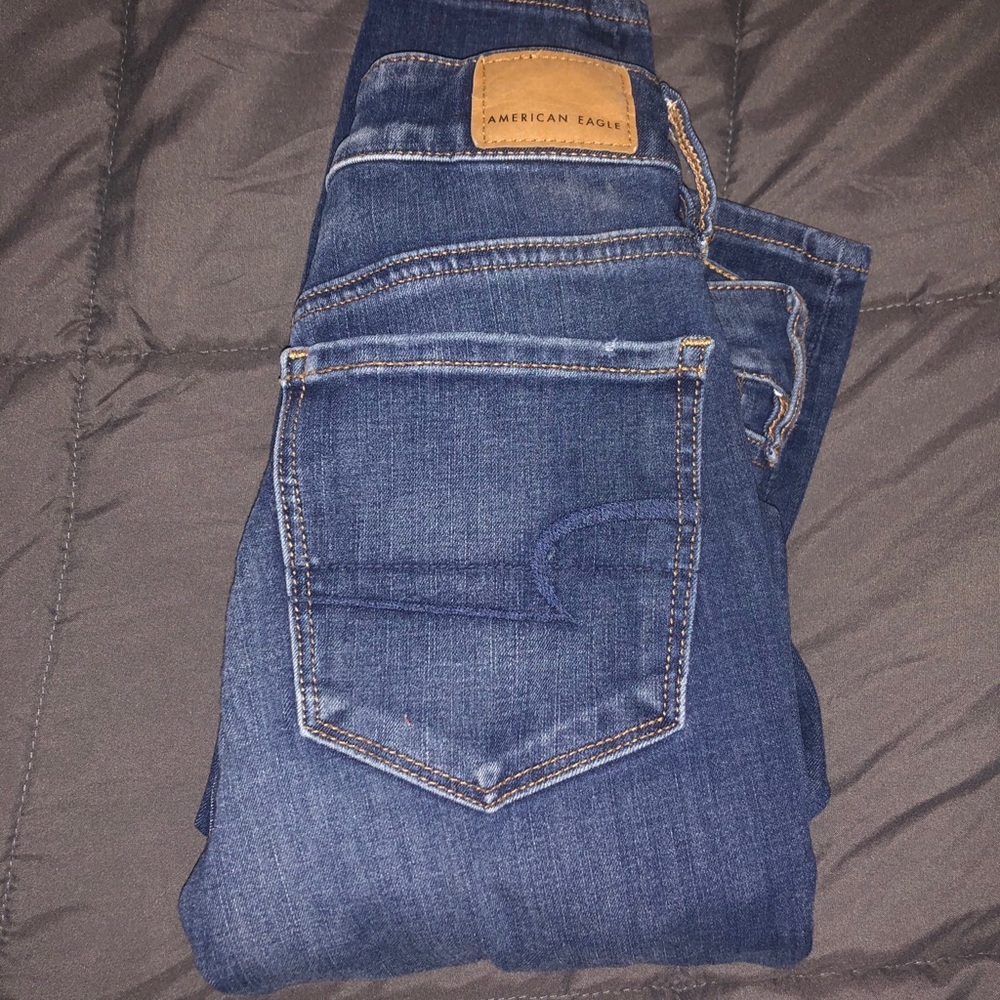 American Eagle Covered Ripped Jeans, high rise